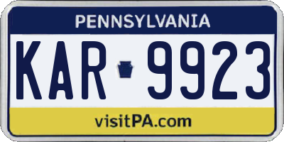 PA license plate KAR9923
