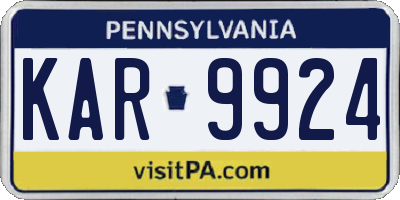 PA license plate KAR9924