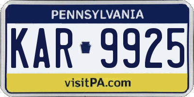 PA license plate KAR9925