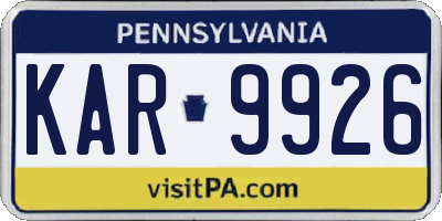 PA license plate KAR9926