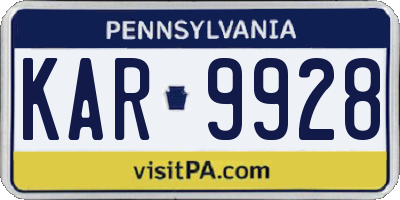 PA license plate KAR9928