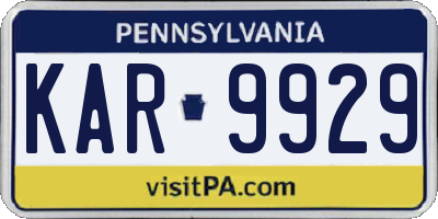 PA license plate KAR9929