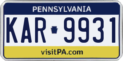PA license plate KAR9931