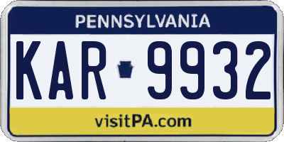 PA license plate KAR9932