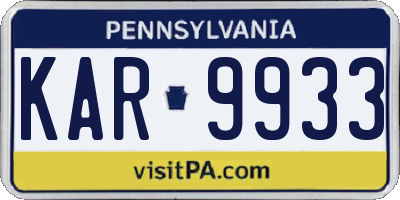 PA license plate KAR9933