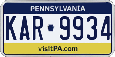 PA license plate KAR9934