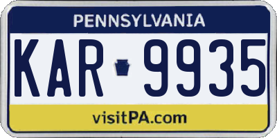 PA license plate KAR9935