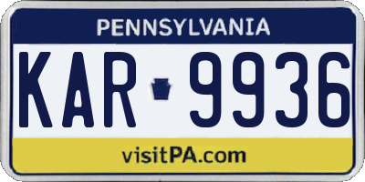 PA license plate KAR9936