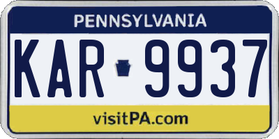 PA license plate KAR9937