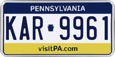 PA license plate KAR9961