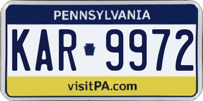 PA license plate KAR9972