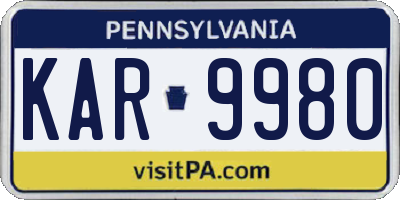 PA license plate KAR9980