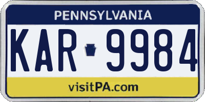 PA license plate KAR9984