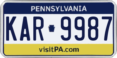 PA license plate KAR9987