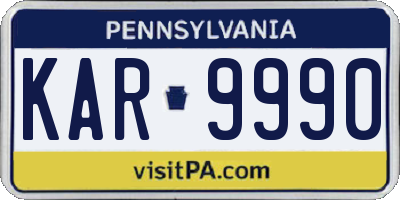 PA license plate KAR9990