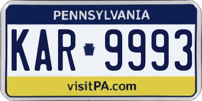 PA license plate KAR9993