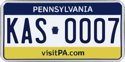 PA license plate KAS0007