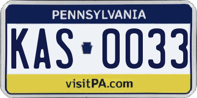 PA license plate KAS0033