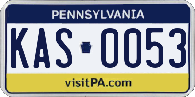 PA license plate KAS0053
