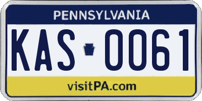 PA license plate KAS0061