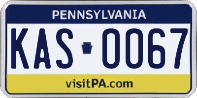 PA license plate KAS0067