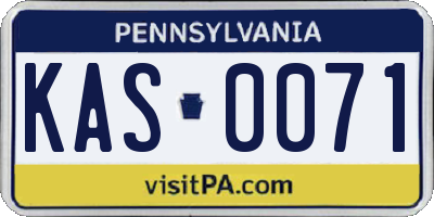 PA license plate KAS0071
