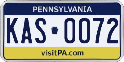 PA license plate KAS0072