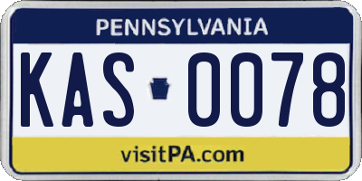 PA license plate KAS0078