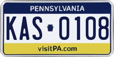 PA license plate KAS0108