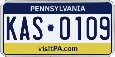 PA license plate KAS0109
