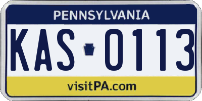PA license plate KAS0113