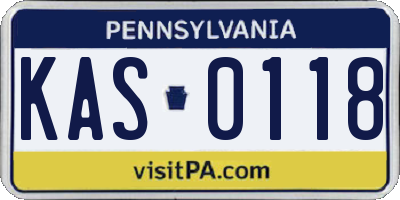 PA license plate KAS0118