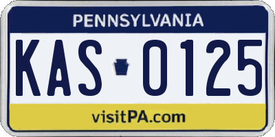 PA license plate KAS0125