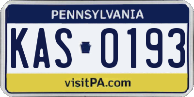 PA license plate KAS0193