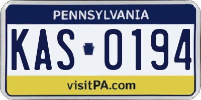 PA license plate KAS0194
