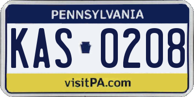 PA license plate KAS0208