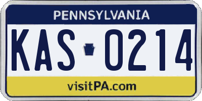PA license plate KAS0214