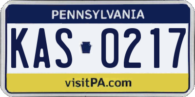 PA license plate KAS0217