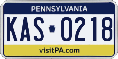 PA license plate KAS0218