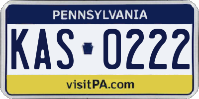 PA license plate KAS0222