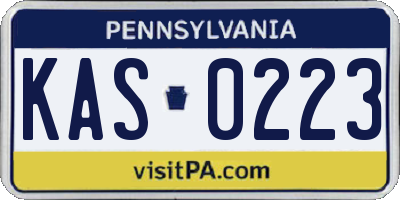 PA license plate KAS0223