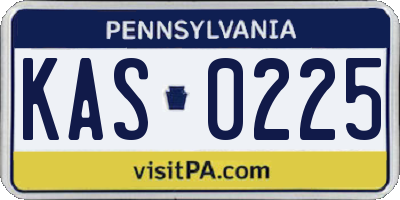 PA license plate KAS0225