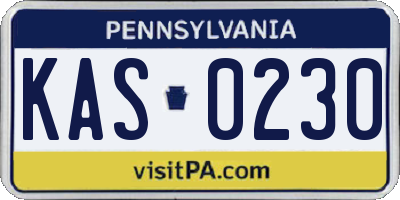PA license plate KAS0230
