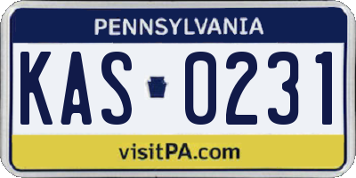 PA license plate KAS0231