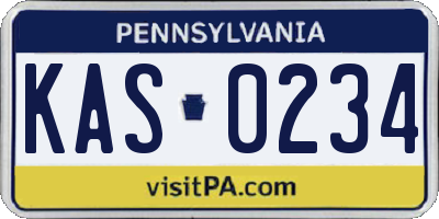 PA license plate KAS0234