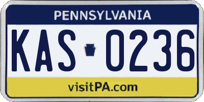 PA license plate KAS0236