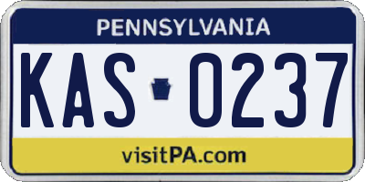 PA license plate KAS0237