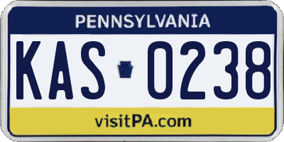PA license plate KAS0238