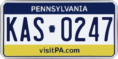 PA license plate KAS0247