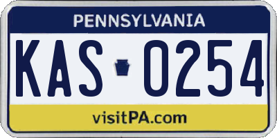 PA license plate KAS0254